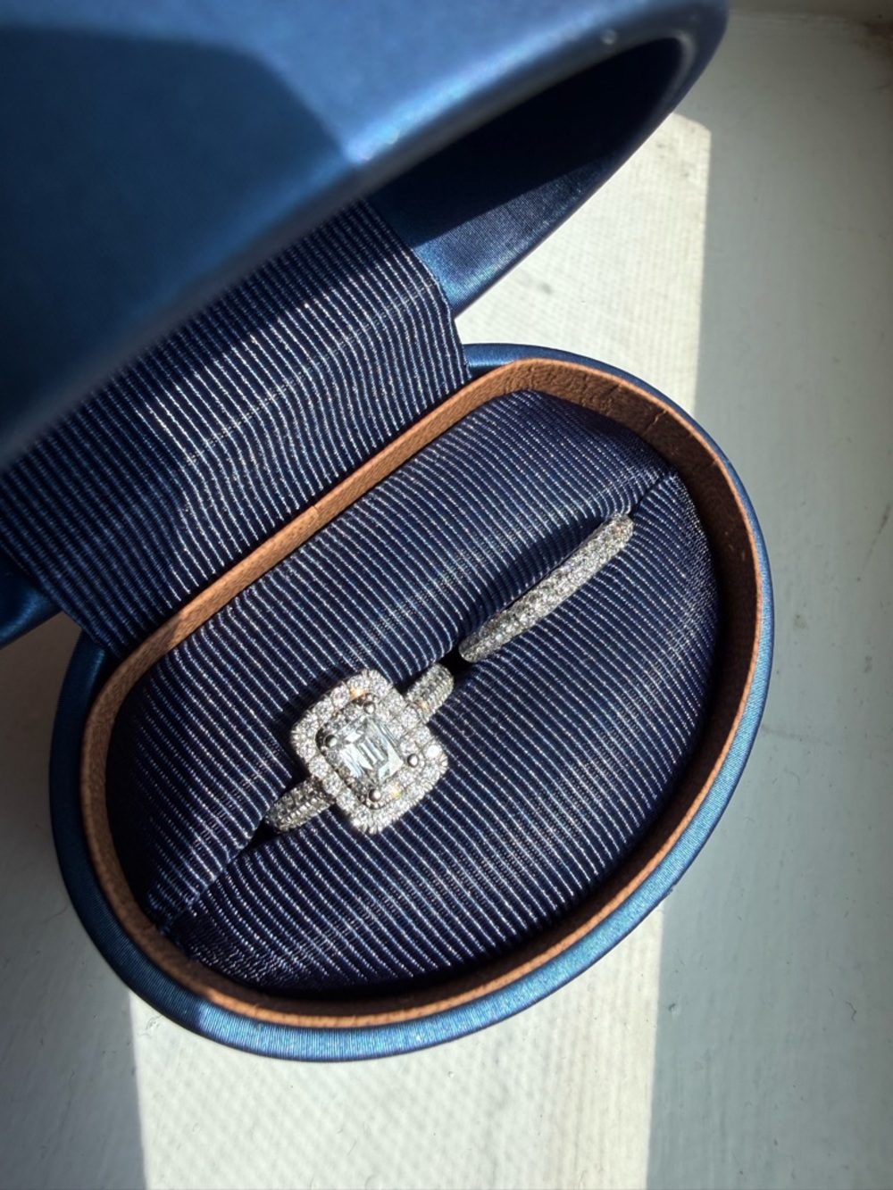Kay Jewelers Radiant Halo Diamond Ring in White with Matching wedding band - Picture 11 of 15